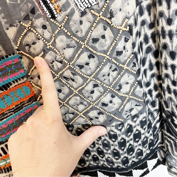 Love Sam Beaded Dress Kiera Boho Embellished Mini Tee Shirt Shift Dress Small - Picture 8 of 11